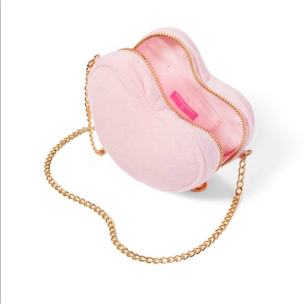 Terry cloth heart shaped crossbody bag